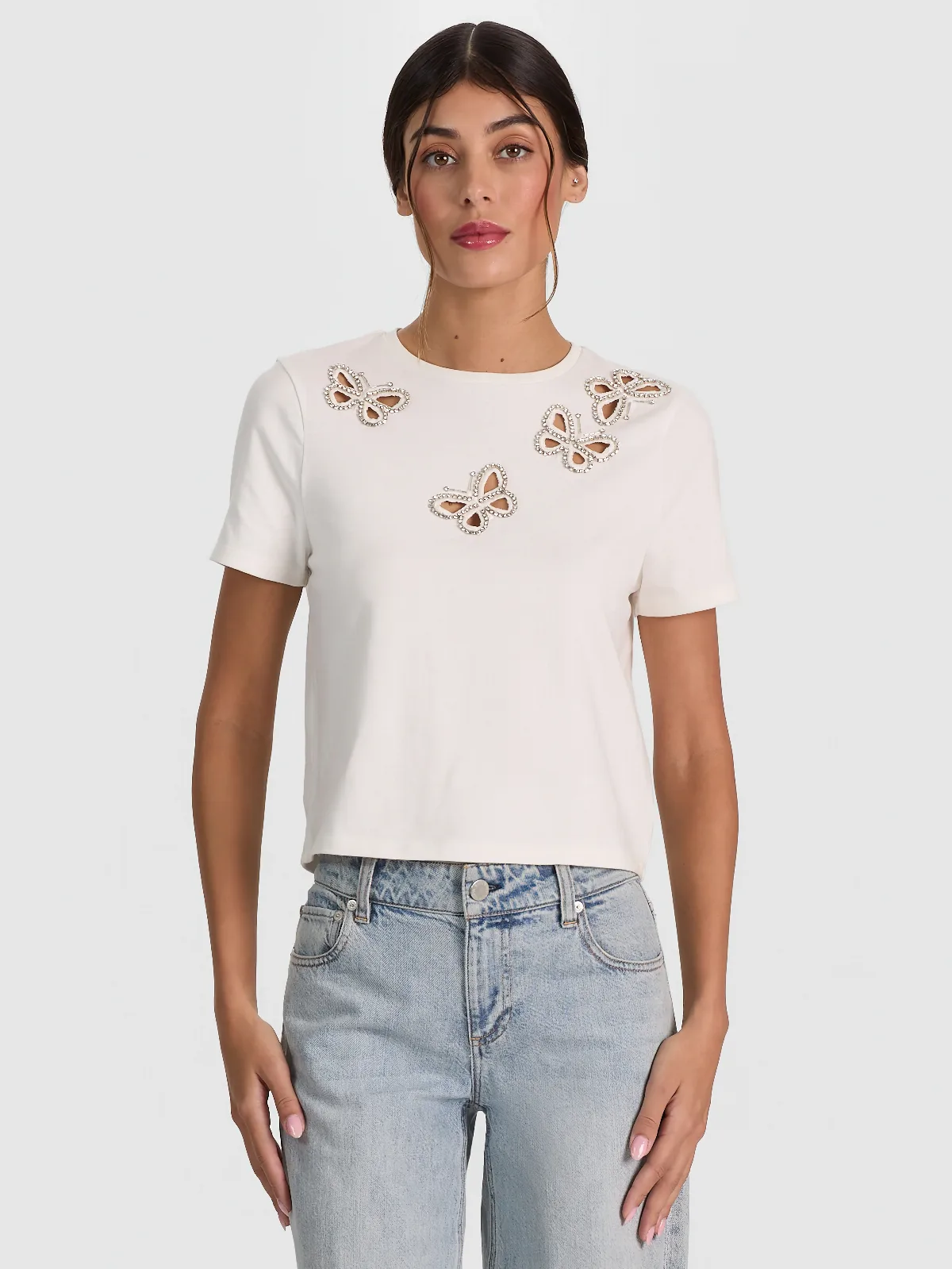 Cindy Embellished Cutout Tee by Alice + Olivia