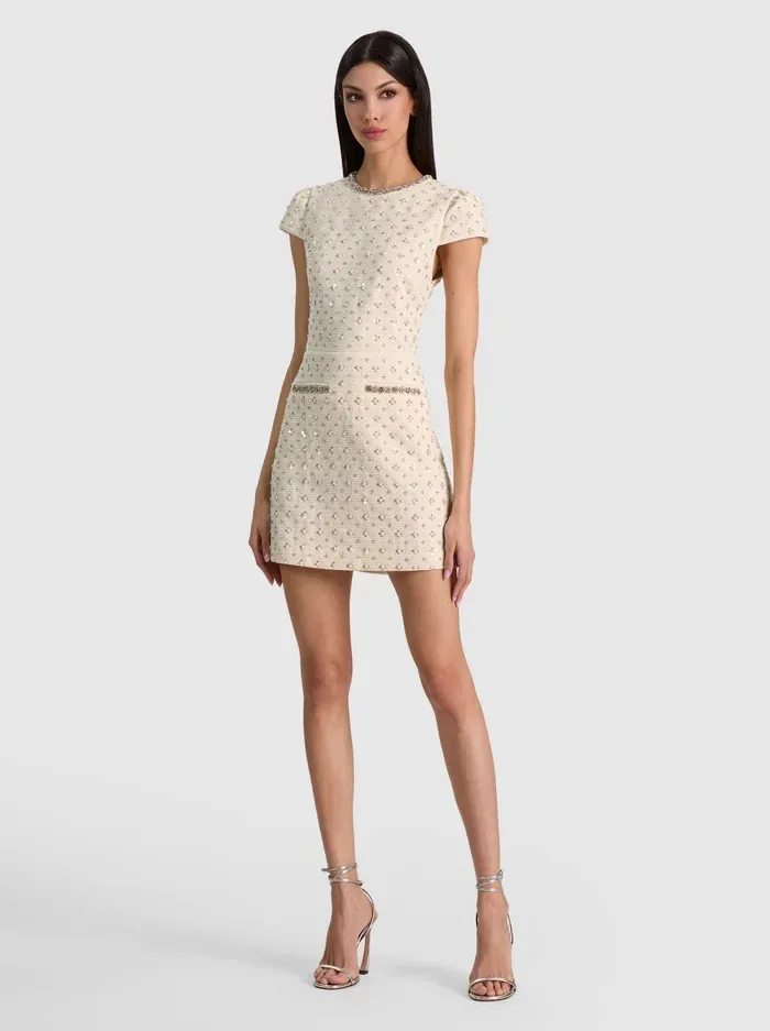 Cade Embellished Cap Sleeve Mini Dress by Alice + Olivia