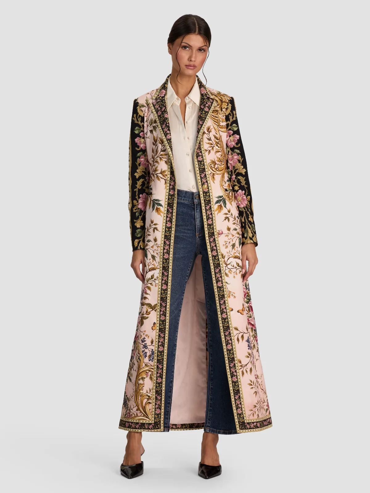 Macey Embroidered Long Blazer by Alice + Olivia