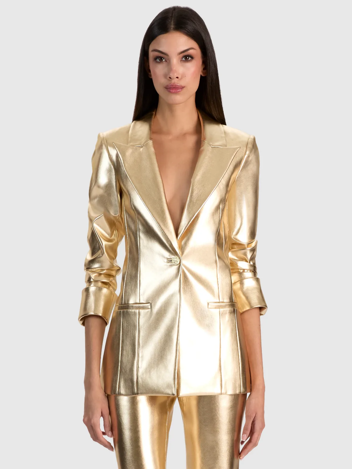 Burns Vegan Leather Blazer by Alice + Olivia