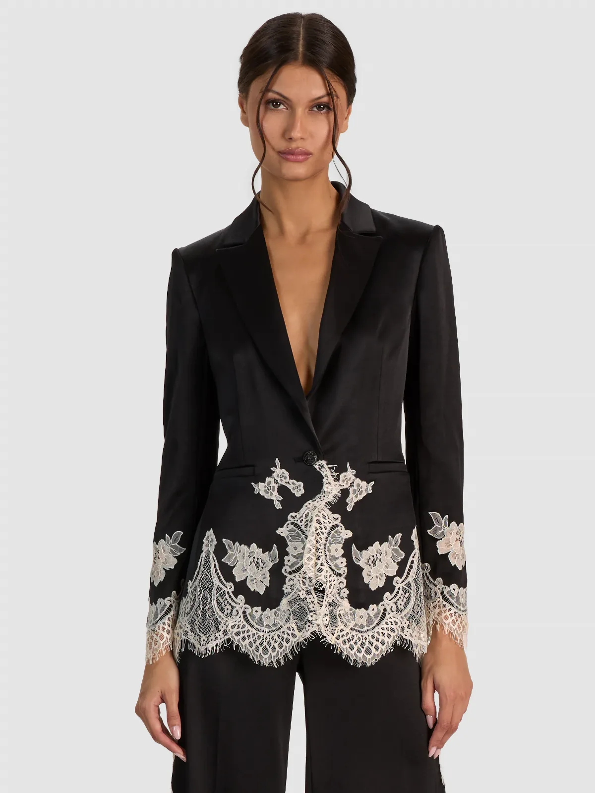 Breann Lace Fitted Blazer by Alice + Olivia