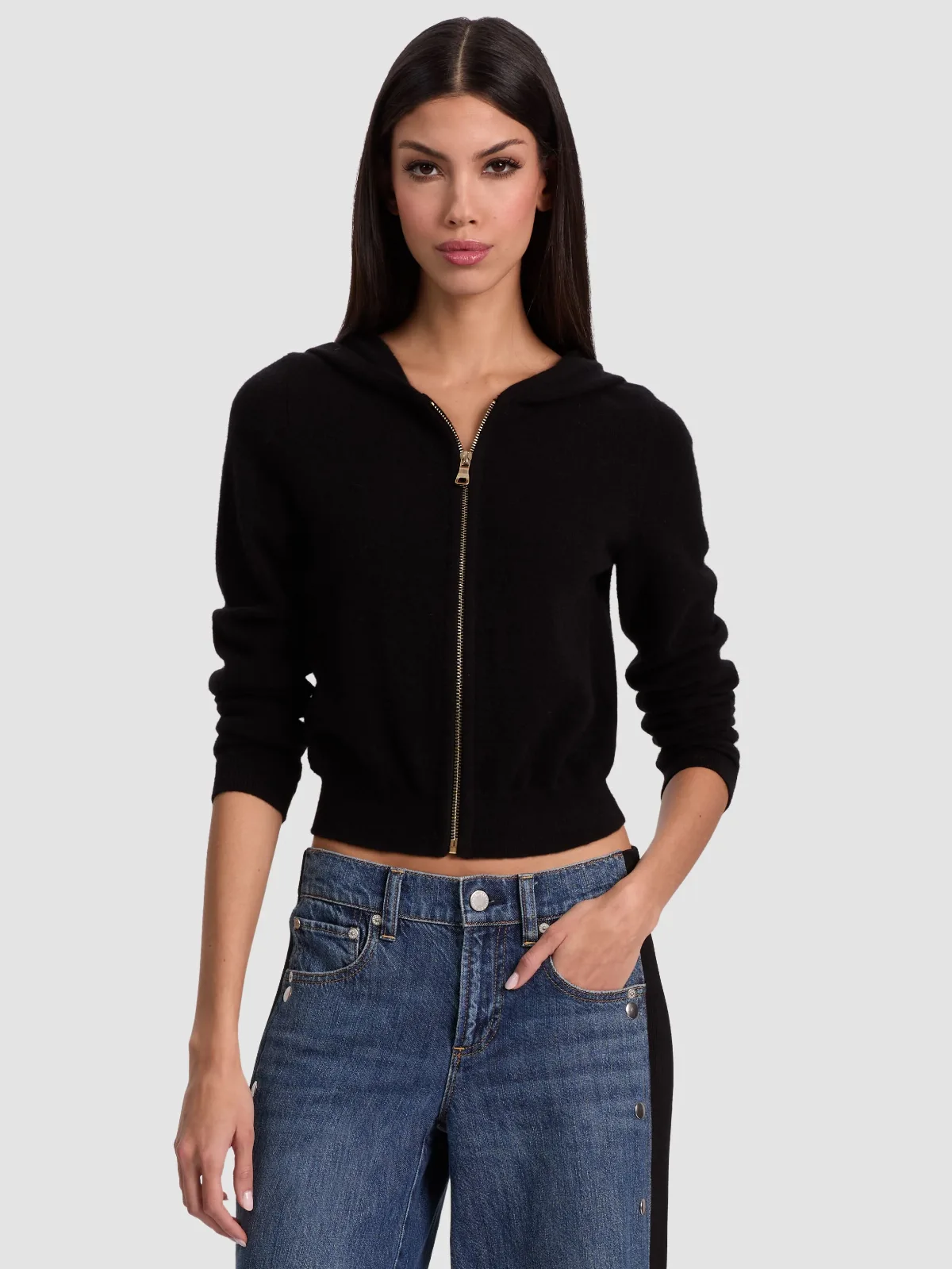 Dollie Cashmere Zip-Up Hoodie by Alice + Olivia