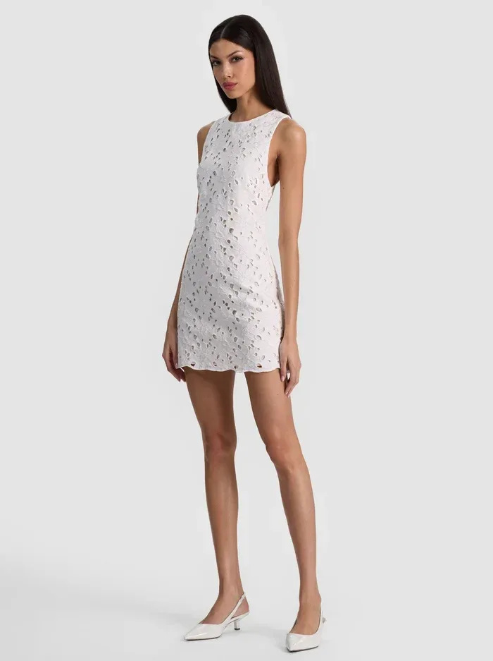 Clyde Laser-Cut Denim Dress by Alice + Olivia