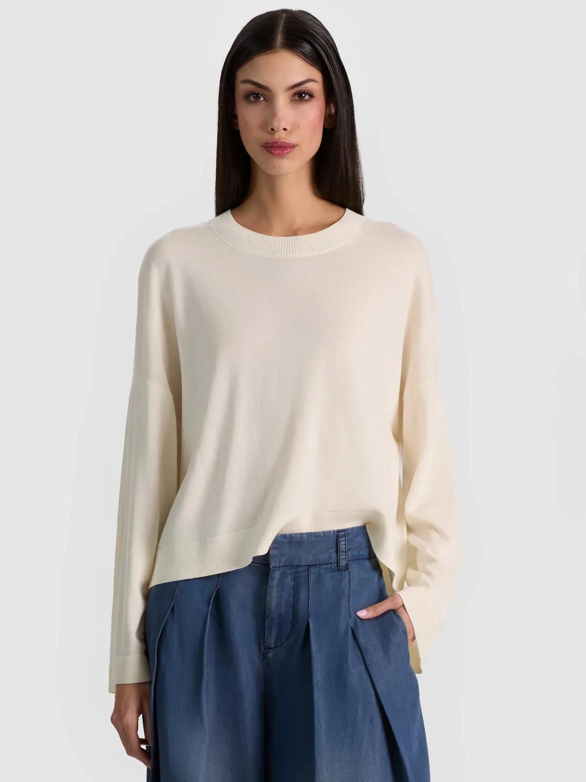 Margie Boxy Pullover - Soft White by Alice + Olivia