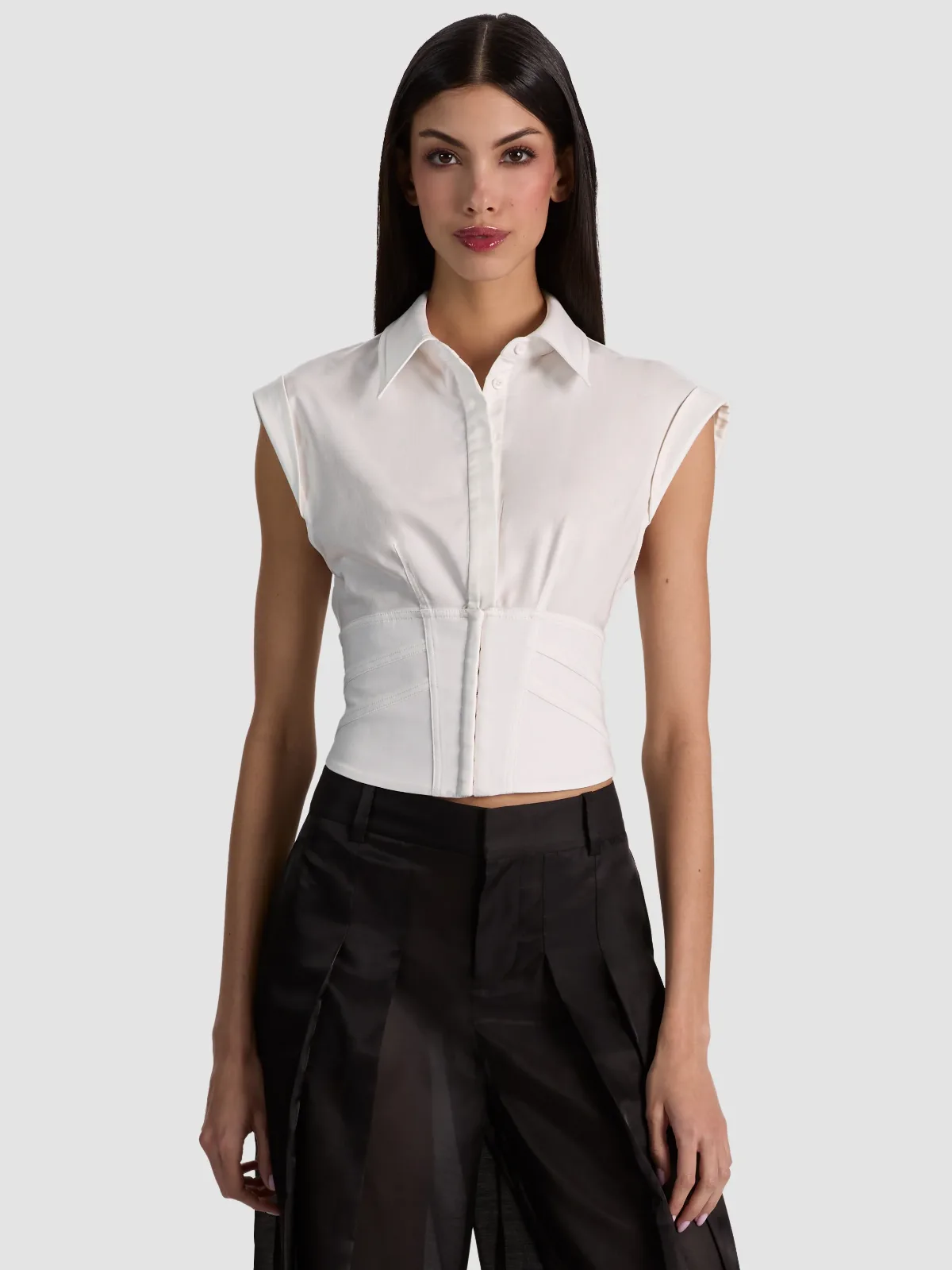 Kim Corset Button Down by Alice + Olivia