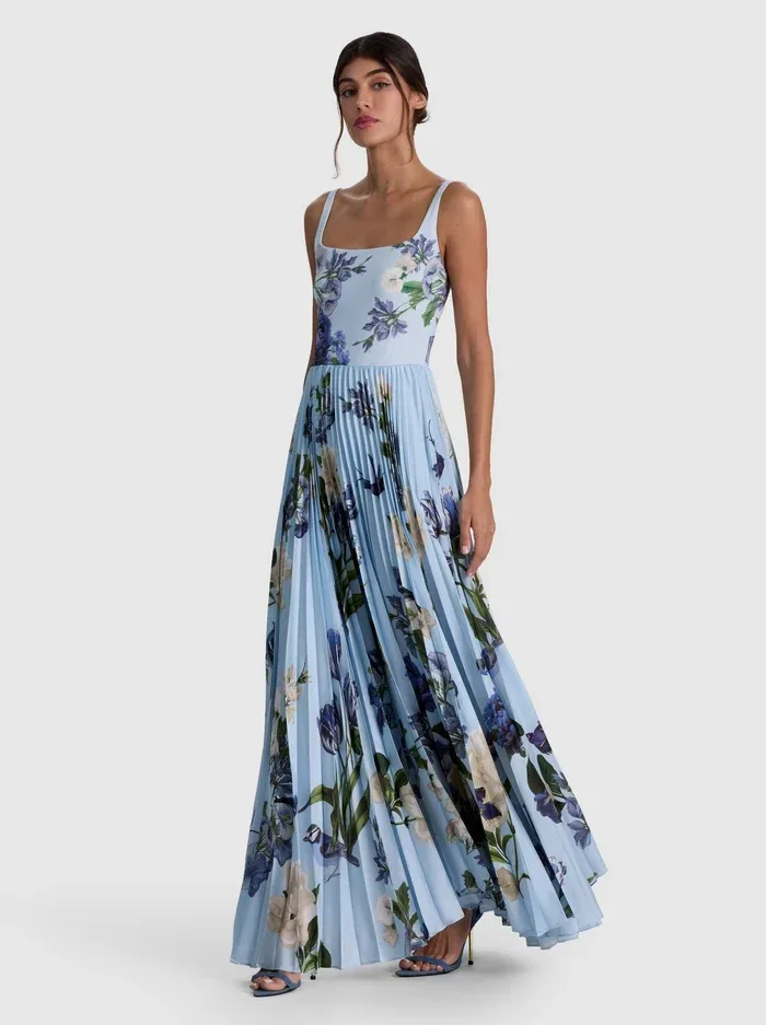 Carolyn Pleated Maxi Dress by Alice + Olivia