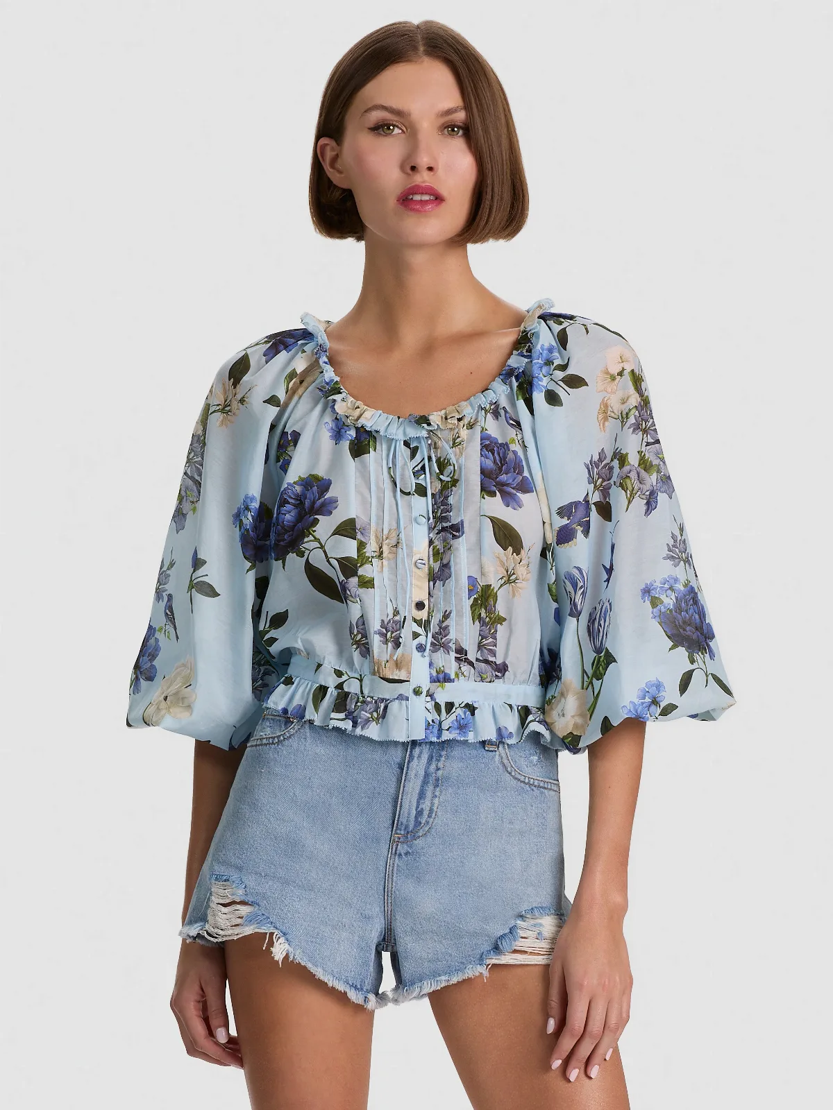 Mclaine Cropped Blouse by Alice + Olivia