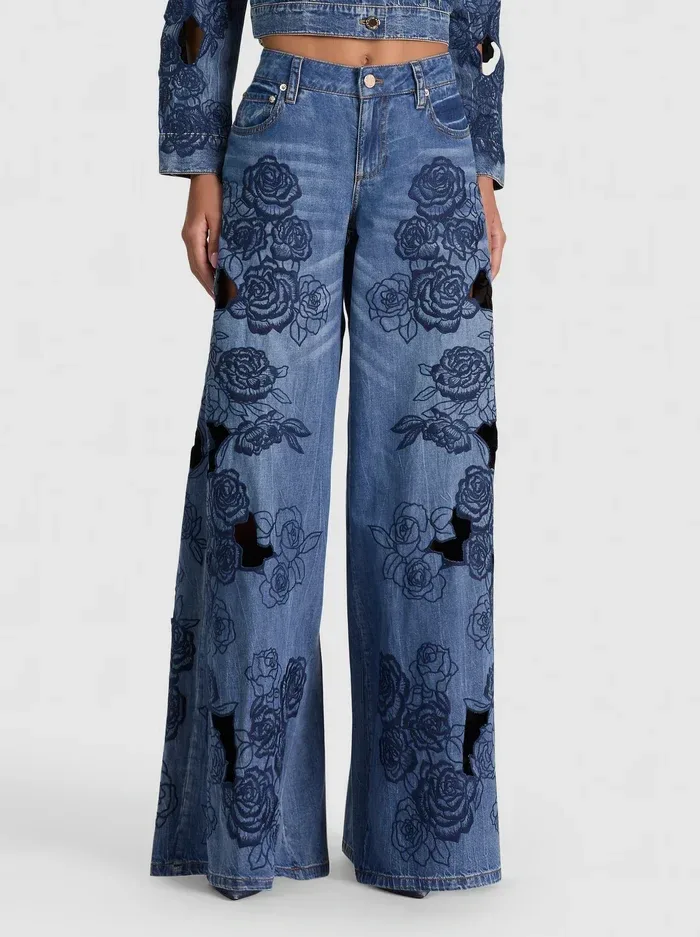 Sidney Laser-Cut Jean by Alice + Olivia