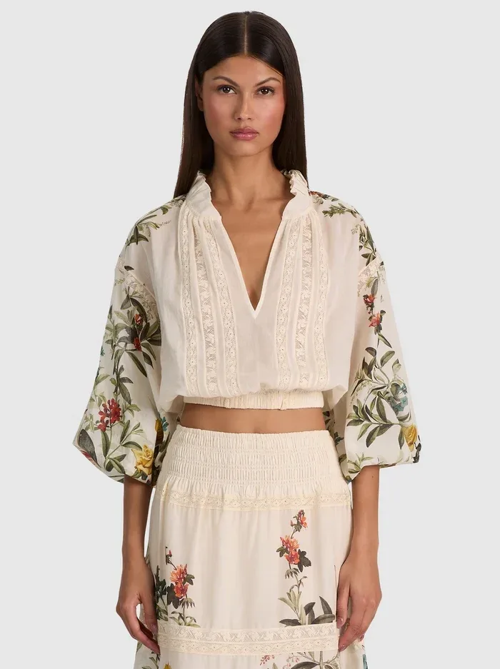 Cassie Embroidered Blouse by Alice + Olivia
