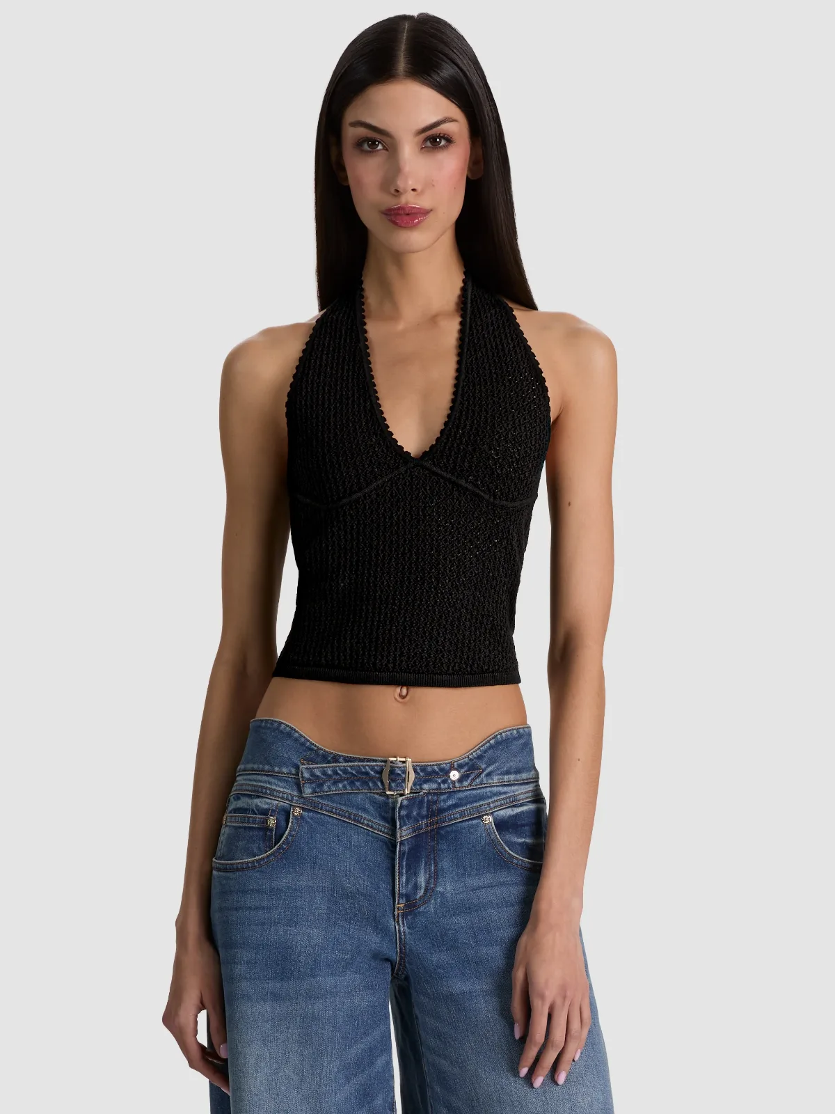 Pearl Pointelle Tie Back Halter by Alice + Olivia