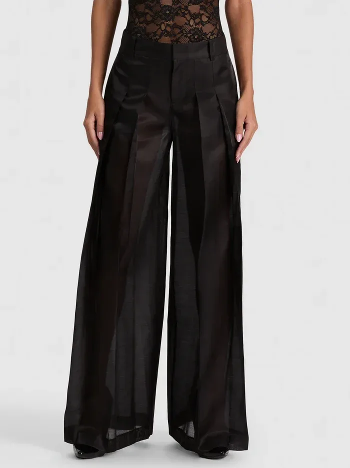 Blaire Pleated Sheer Pant by Alice + Olivia