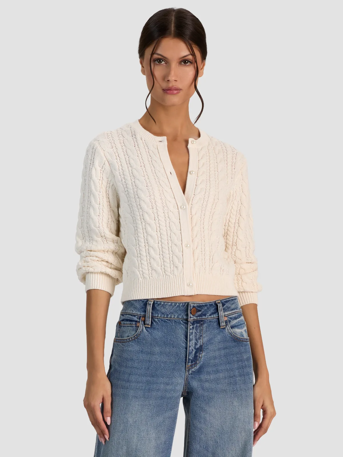 Doris Puff Sleeve Cardigan by Alice + Olivia