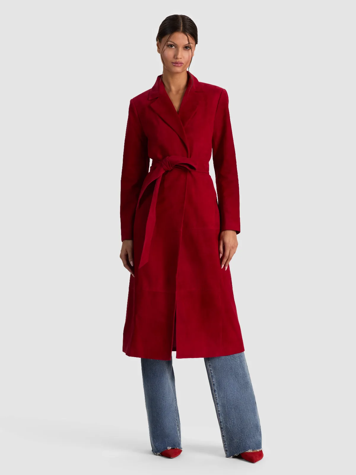 Karley Suede Wrap Maxi Coat by Alice + Olivia