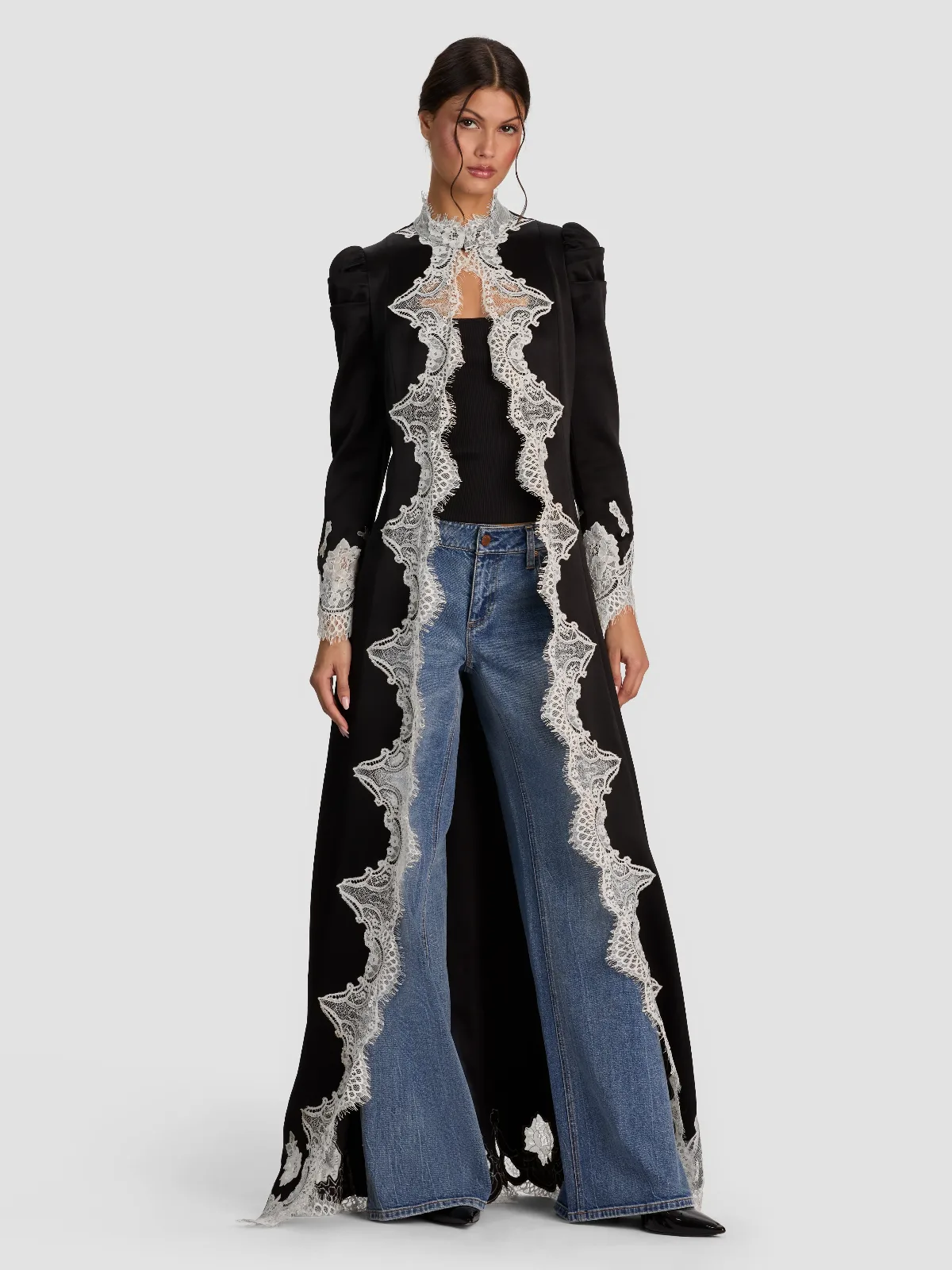 Thomasina Lace Trim Maxi Jacket by Alice + Olivia