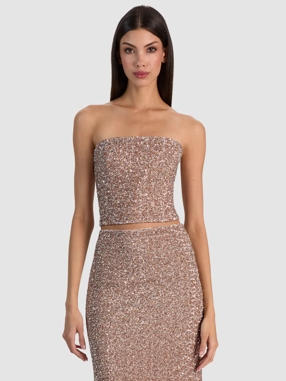 Cosette Sequin Corset Top by Alice + Olivia