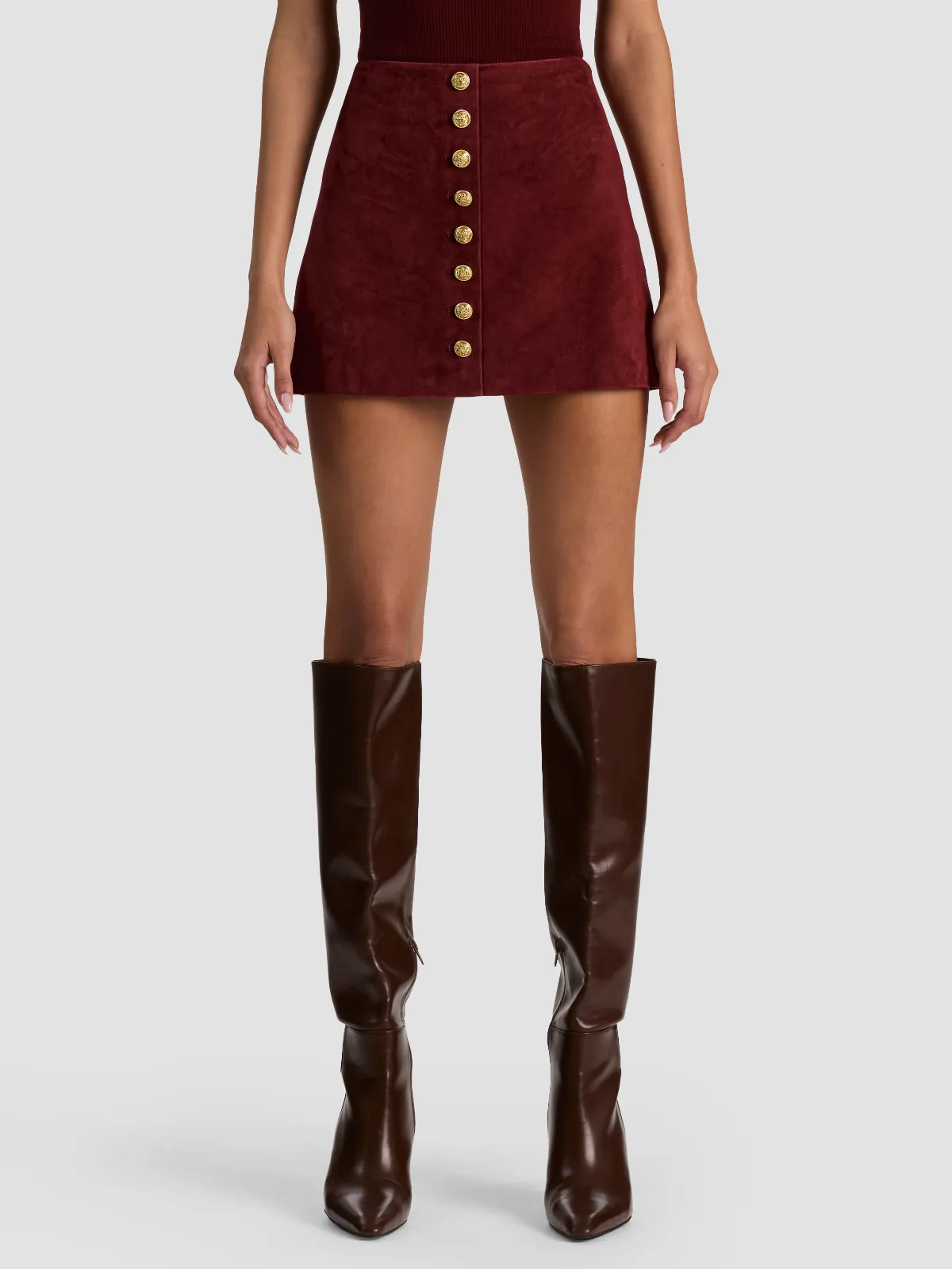 Rubi Suede Mini Skirt by Alice + Olivia