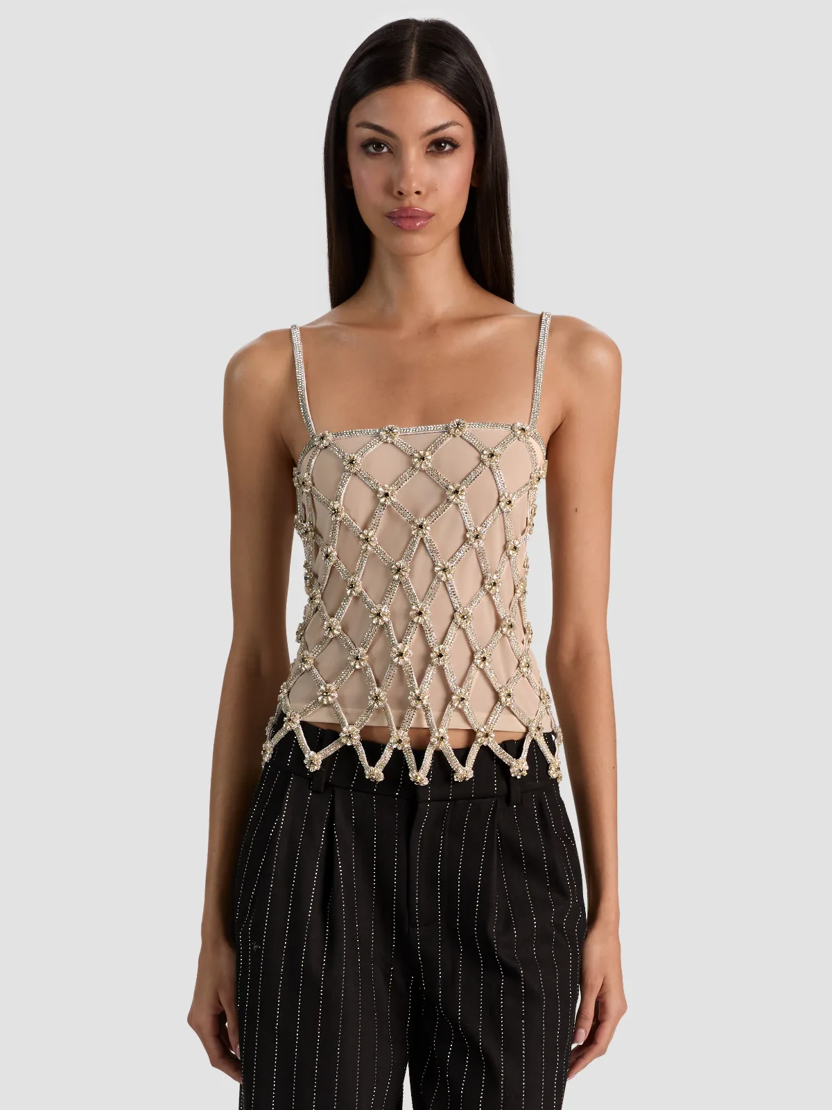 Giada Embellished Lattice Top by Alice + Olivia