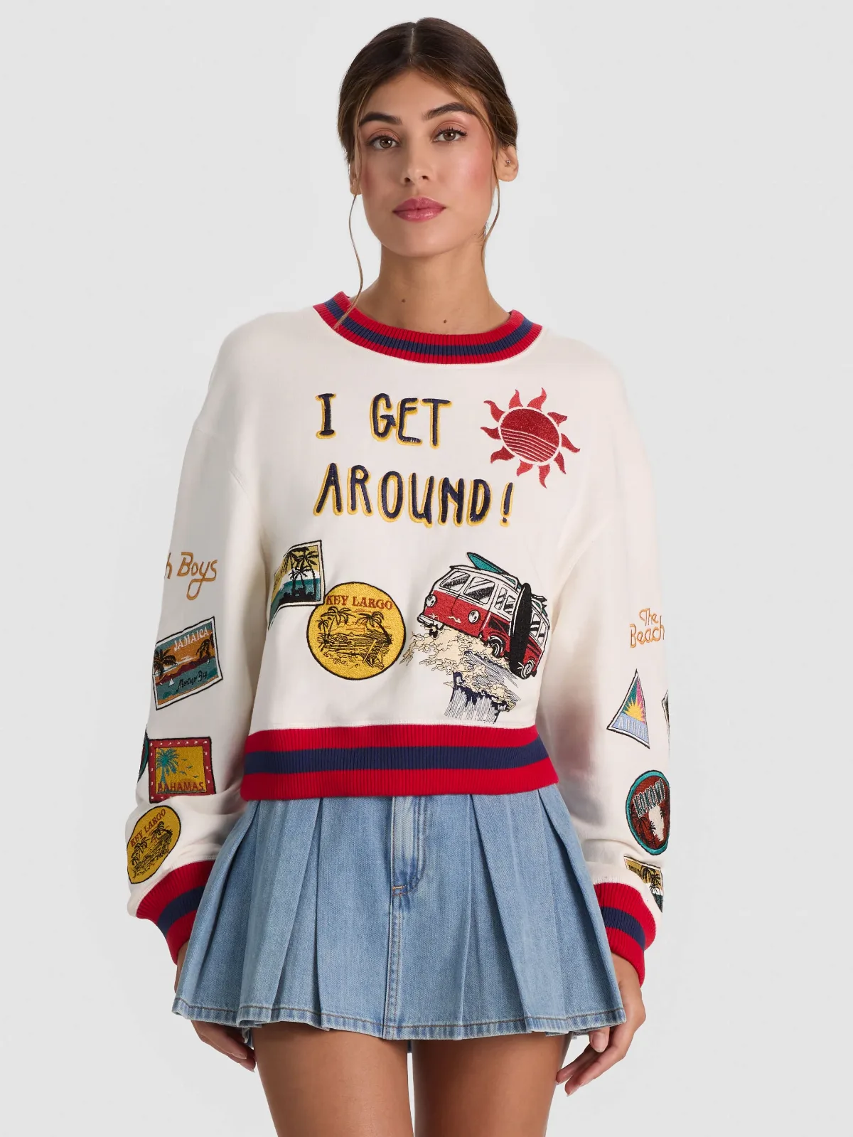 Russell Embroidered Crewneck Sweatshirt - I Get Around by Alice + Olivia