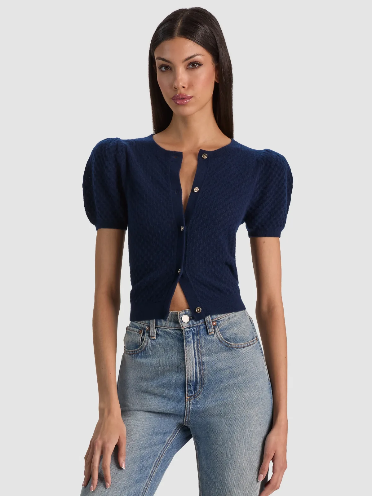 Sabine Puff Sleeve Cardi by Alice + Olivia