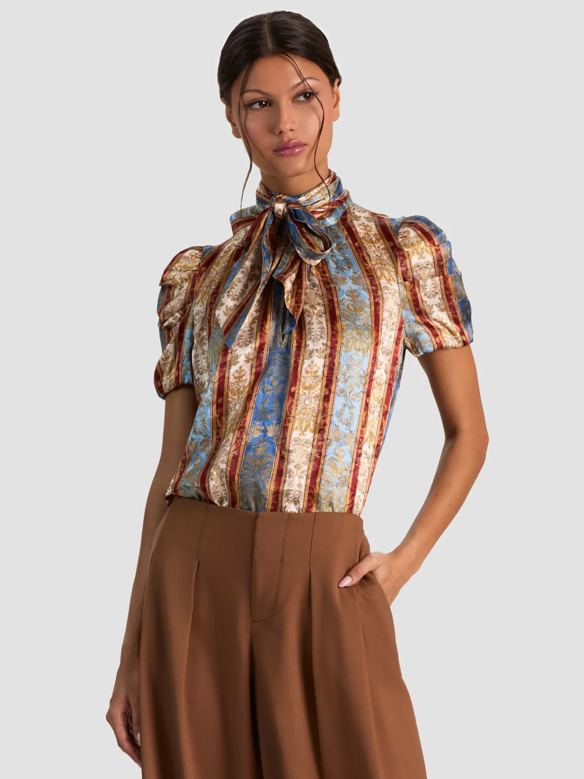 Brentley Tie Neck Blouse by Alice + Olivia
