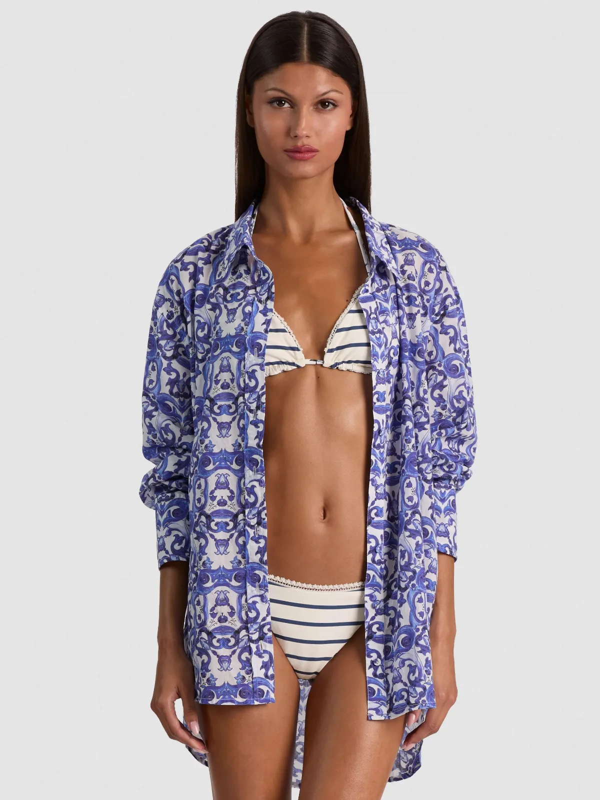 A+O x Coniglio Palm Beach Button Down - Solstice by Alice + Olivia