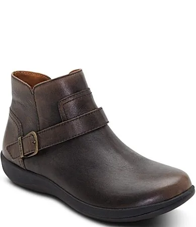Leah Weatherproof Leather Buckle Strap Ankle Booties