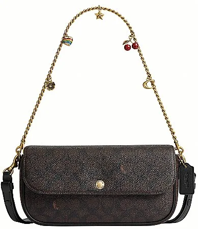 Brook Signature Canvas Flap Charm Chain Shoulder Bag by Coach