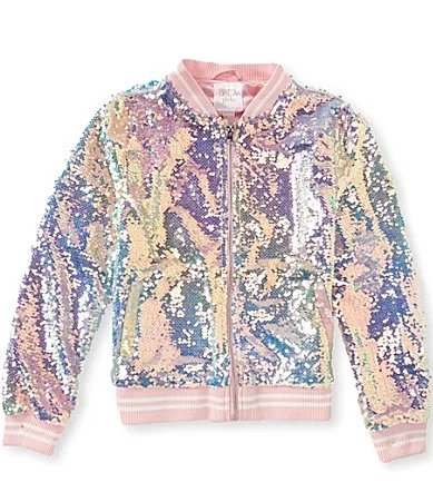 Long Sleeve Sequin Embellished Bomber Jacket by Urban Republic