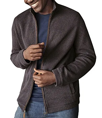 Two-Tone Marled Rib Knit Jacket by Johnston & Murphy