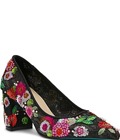 Blue by Betsey Johnson Cyrus Floral Sequin Pumps by Betsey Johnson