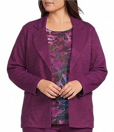 Long Sleeve Open Front Notch Lapel Blazer Cardigan by Allison Daley