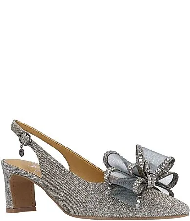 Kalindra Glitter Fabric Slingback Bow Pumps by J. Renee