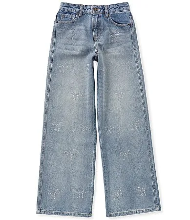 Chicago Low Rise Bow Accent Wide Leg Jeans by Katiejnyc