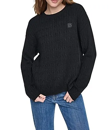 DKNY Jeans by Donna Karan Cable Crew Neck Long Sleeve Top by Donna Karan