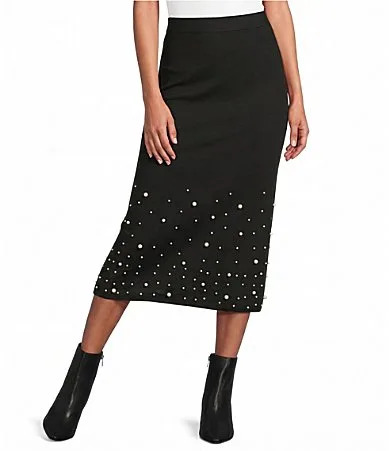 Coordinating Knit Straight Hem Pencil Skirt by M Made in Italy