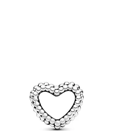 Beaded Open Heart Sterling Silver Charm by Pandora