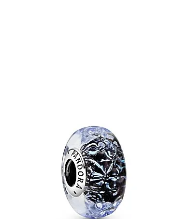 Wavy Dark Blue Murano Glass Ocean Sterling Silver Charm by Pandora