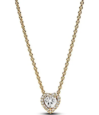 Elevated CZ Gold Heart Short Pendant Necklace by Pandora