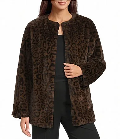 Faux Fur Animal Print Coat by Marella