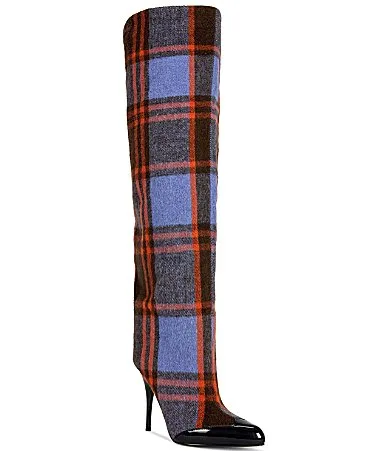 Lochana Flannel Plaid Over the Knee Boots by Azalea Wang