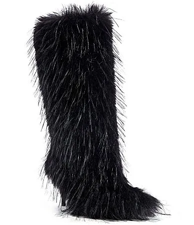 Upstarter Faux Fur Pointed Toe Tall Boots