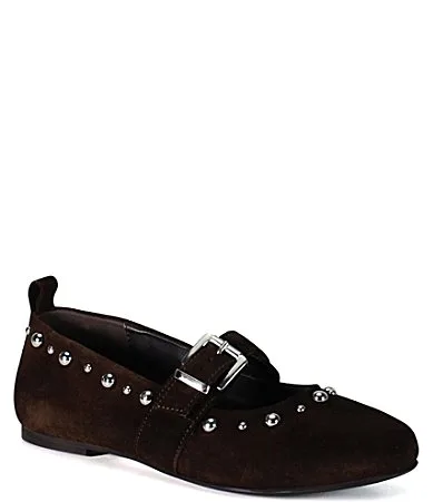 Exec Utive Suede Studded Mary Jane Ballet Flats by Diba True