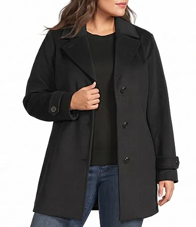 Wool Blend Notch Collar Button Front Car Coat by MICHAEL Michael Kors
