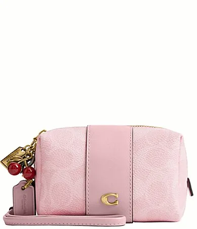 Essential Signature Canvas Mini Cosmetic Cherry Charm Pouch by Coach