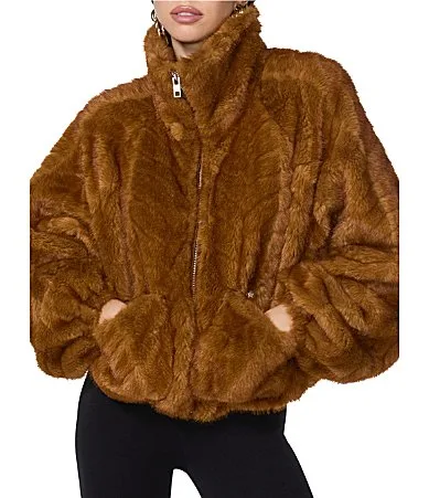 Kyoto Funnel Neck Long Sleeve Bubble Hem Bomber Jacket by Afrm
