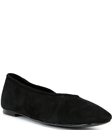 Jenkins Suede Square Toe High Vamp Ballet Flats by Gianni Bini