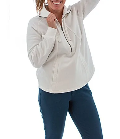 Cotton Drift Fleece Knit Stand Collar Half Zip Pullover Sweater by Aventura