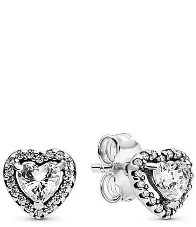 Elevated Heart Sterling Silver Stud Earrings by Pandora