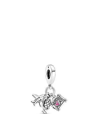 Airplane Globe Suitcase Dangle Sterling Silver Charm by Pandora