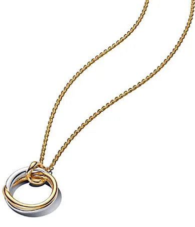 Organically Shaped Two-Tone Short Pendant Necklace by Pandora